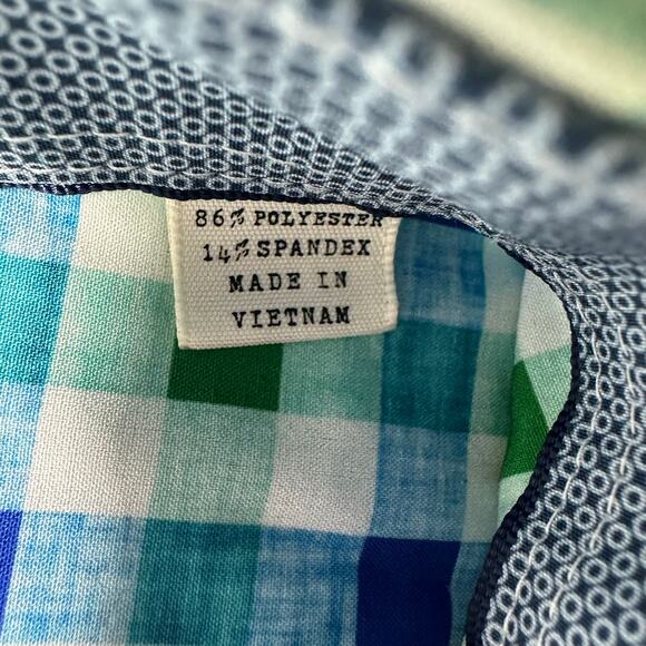 Construct Men's Blue Gingham Button Up Shirt Size L Slim Fitl‎ Beach - Picture 7 of 9